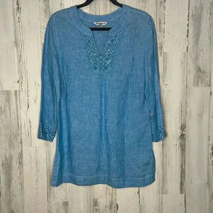 TOMMY‎ BAHAMA Women's Sunset Chambray Embell Tunic Size Small